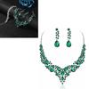 Necklace Earring Set Green Shiny Exquisite Women Decorative Jewelry for Wedding Anniversary