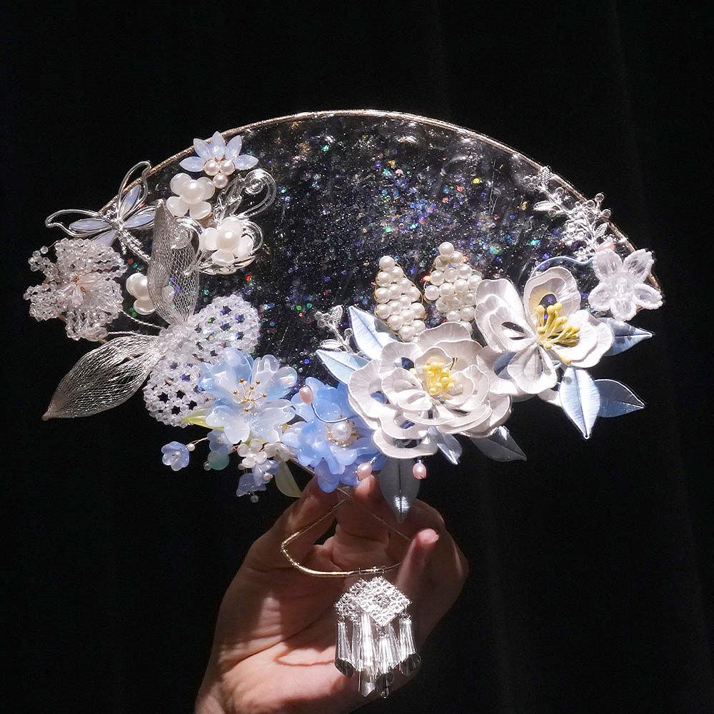 Original Handmade Red Xiuhe Wedding Fan for Bride - Ancient Style Bridal Accessory.