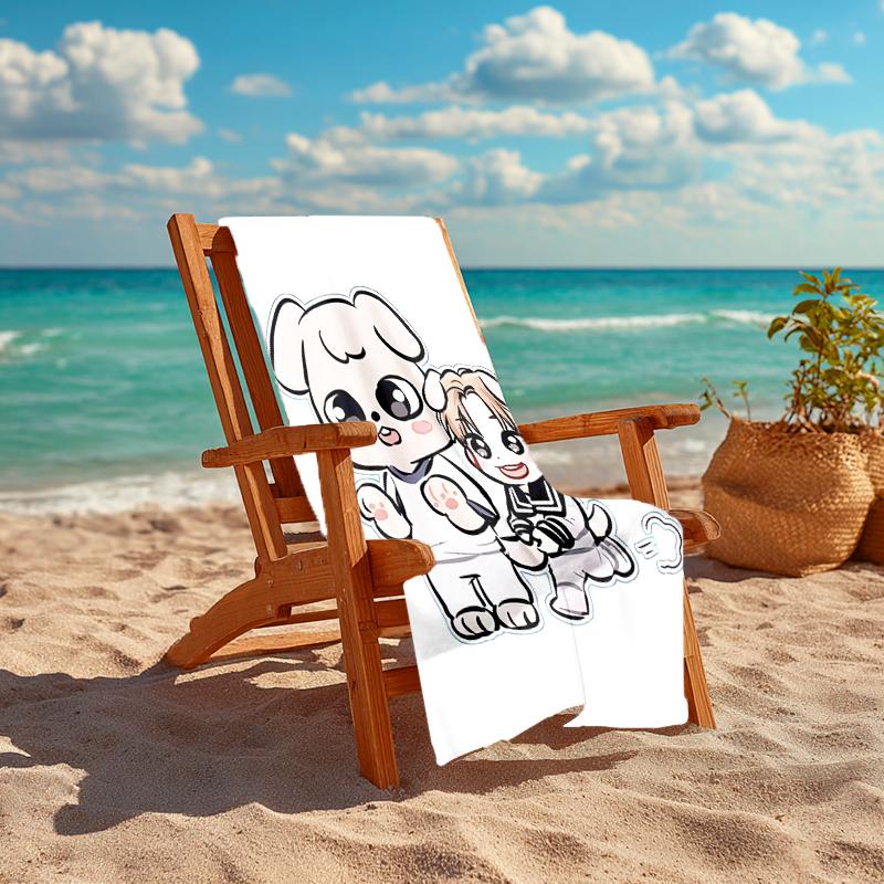 1pc Kpop Team8 Beach Towel, Comfortable and Thick, and Swimming/Bath/Picnic/Camping Towel, Suitable for Seaside Beaches