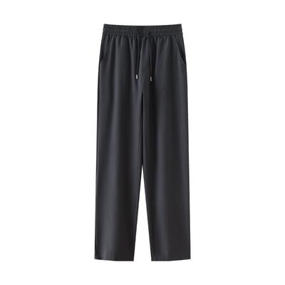 Yaz Yeni İş Buz İpek Pantolon Düz Elastik Bel Siyah Gri Pantolon Nefes Alabilir Basit Hızlı Kuruyan Günlük Takım Pantolonu