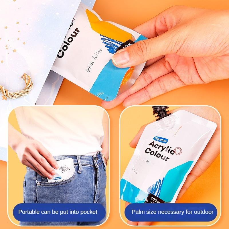 100ml Self-supporting Bag Waterproof Acrylic Paints Portable Small Packaging Paint Supplement Bag Studio Classroom Art Supplies