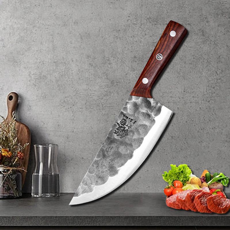 Kitchen Meat Cleaver Handmade Forged Butcher Knife Chef Slicing Peeling Cutter Cooking Knife for Household & Commercial