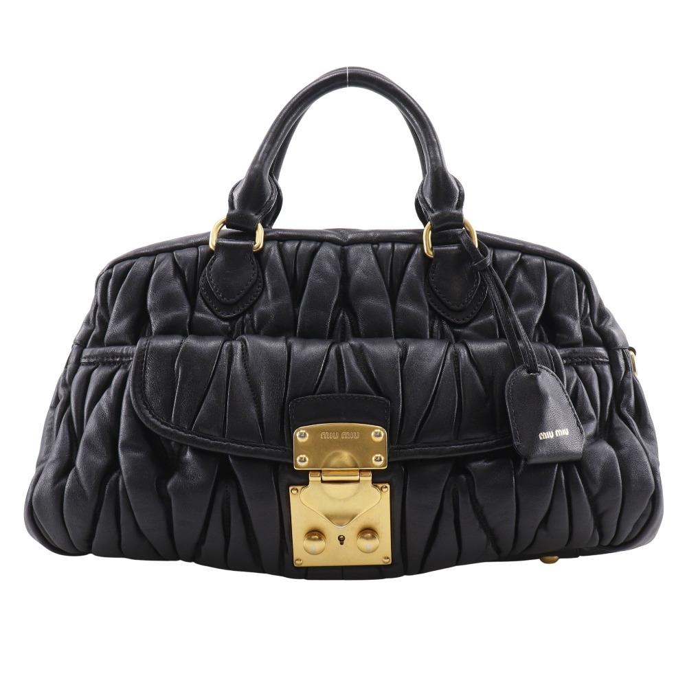 MIUMIU Materasse Handbag RR1300 black leather Women Used