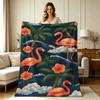 All Season Flannel Blanket Tropical Flamingo Palm Tree Hibiscus Flower Print Soft Warm Cozy Throw Blanket for Couch Sofa Bed Office Home Decor