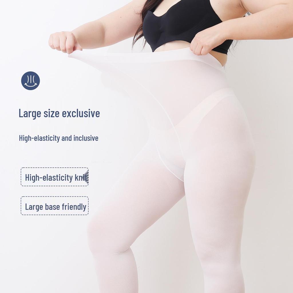 High Elastic 120D White Velvet Dance Tights - Plus Size, Anti-Snagging, Non-Slip