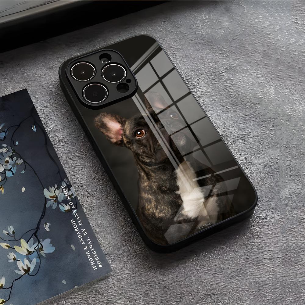 

Frenchies French Bulldog Dog Phone Case For IPhone 17 Air 16 E Pro Max 15 14 13 Mini 12 Pro 11 Max Plus Black Glass Cover iPhone 12 Mini