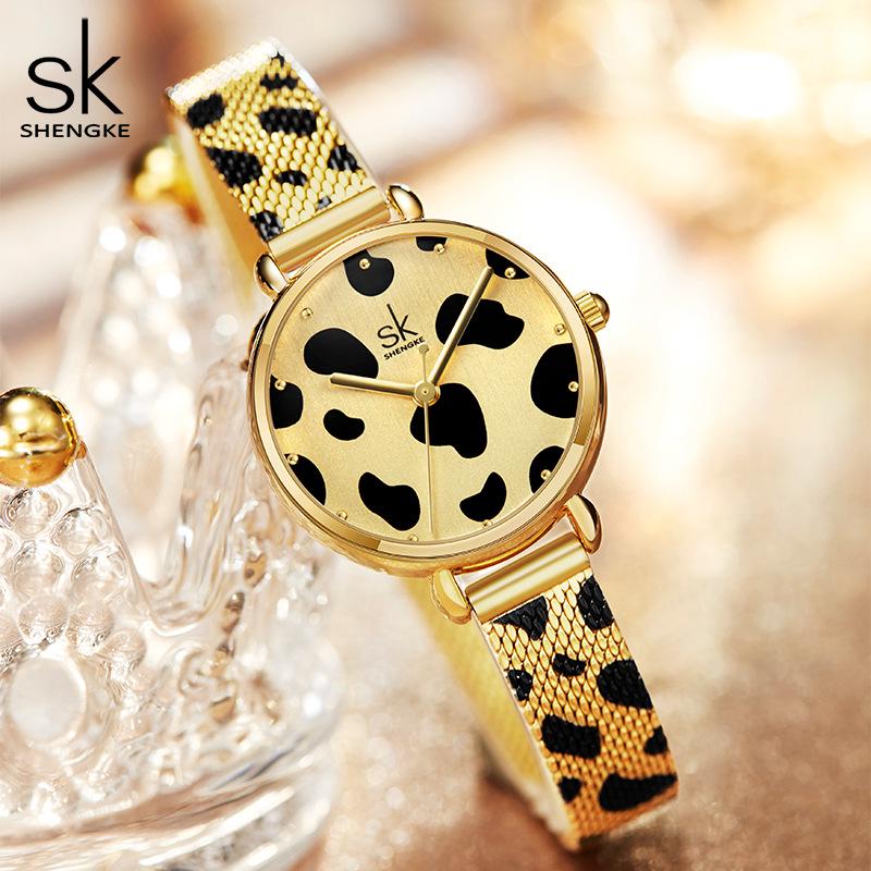 SK Quartz Women's Watch - Gold Leopard Print, Waterproof, Personalized Niche Shenzhen Design.