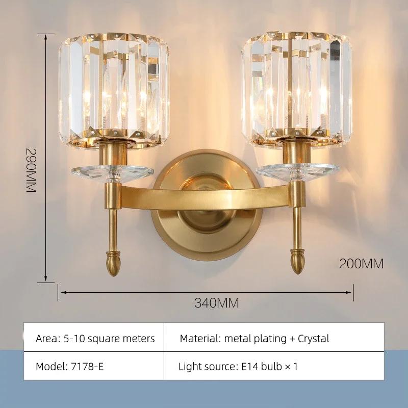 

Современный классический хрустальный настенный светильник для помещений, роскошный золотой декор, настенные бра для прохода, балкона, гостиной, спальни, крыльца, лампы Nature White(3500-5500K)