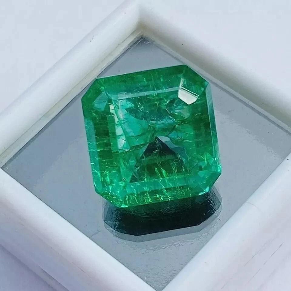 Emerald Green Asscher Cut Natural Certified Colombian Loose Gemstone