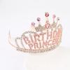 Birthday Princess Crown Creative Rhinestone Headdress Letter Headband Holiday Party Hair Accessories Alloy Headband Crown