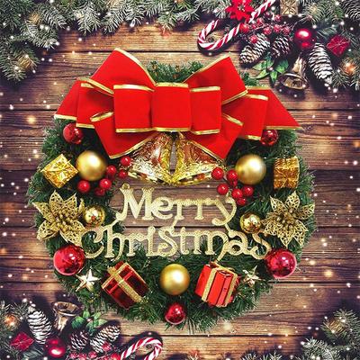 1Pcs Decoration Decoration Wreath Door Hanging Ornaments Artificial Wreath Gift for Christmas Tree Navidad Home Windows Decor