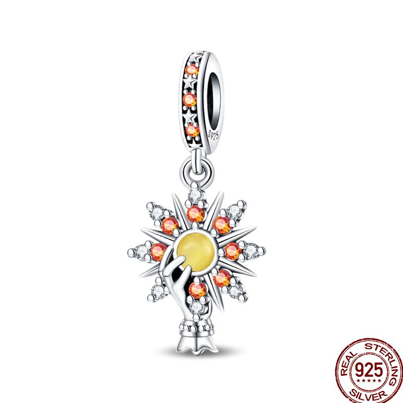 Copper Tarot Star Moon Sun Cross Bible Holy Blessing Amulet Beads Fit 3Mm Pan Original Bracelet Diy Gift