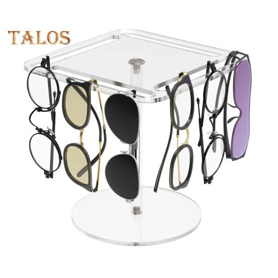 360 Degrees Rotating Sunglasses Organizer Single/Dual Layer Clear Acrylic Glasses Storage Rack Space Saving Heavy Duty Eyewear Display Stand Holder
