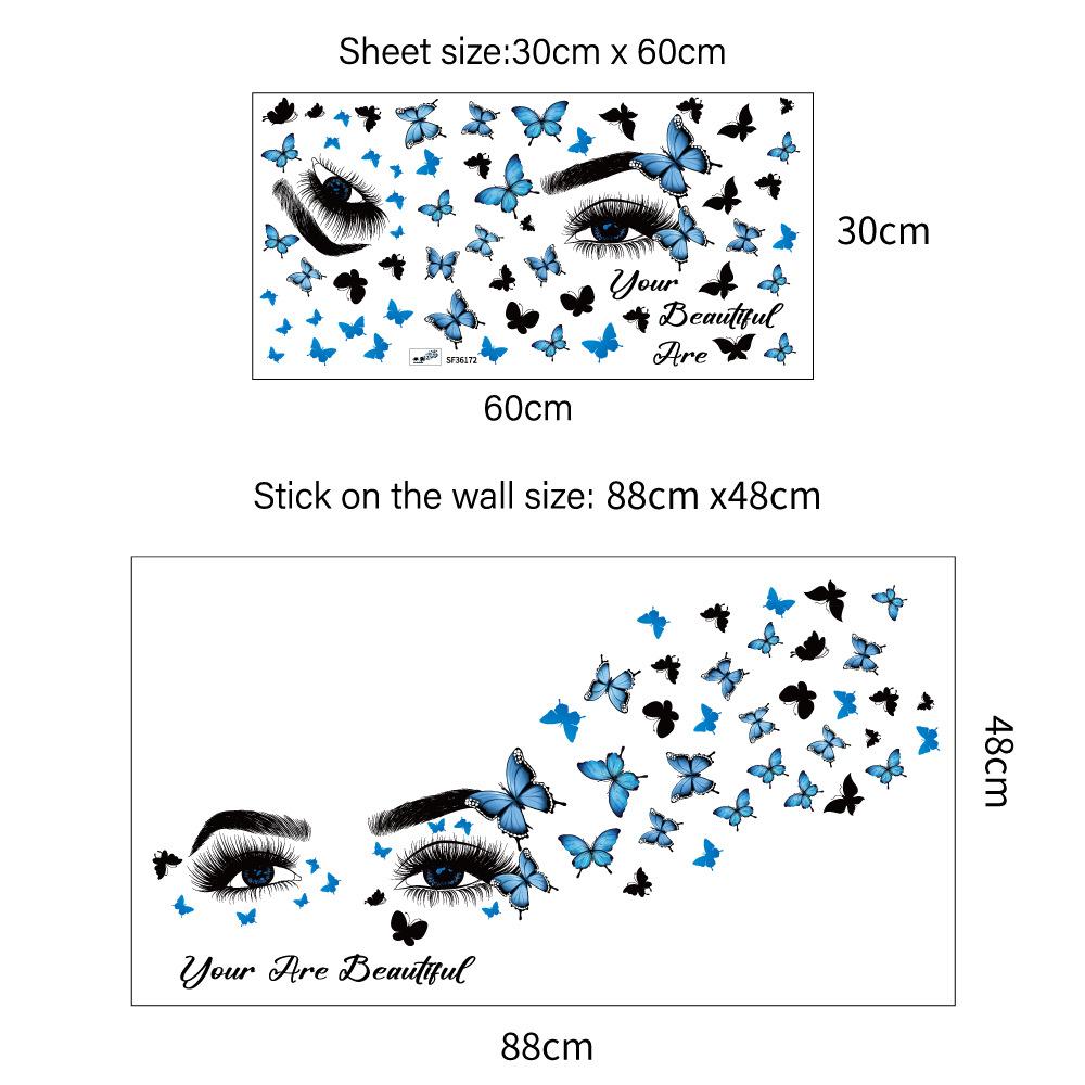 DIY Butterfly Wall Art Decals Waterproof Self-Adhesive PVC Stickers for Lash Beauty Salon Shop Wall Decor