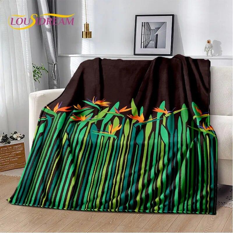 Plantain Leaf Tropical Plant Leaf Soft Plush Blanket,Flannel Blanket Throw Blanket for Living Room Bedroom Bed Sofa Picnic Cover