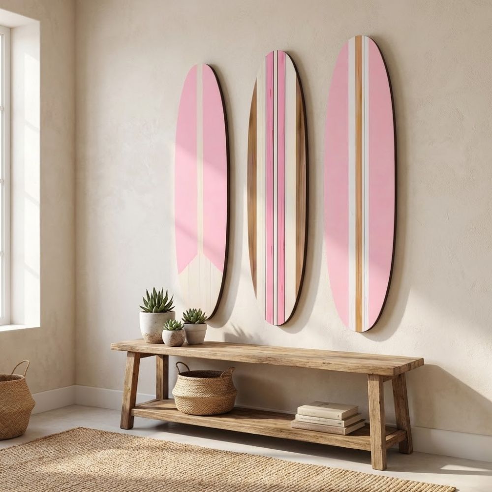 3PCS Summer Theme Wooden Surfboard Ornament Hawaiian Style Ocean Surfboard Decor  Home Wall Decor