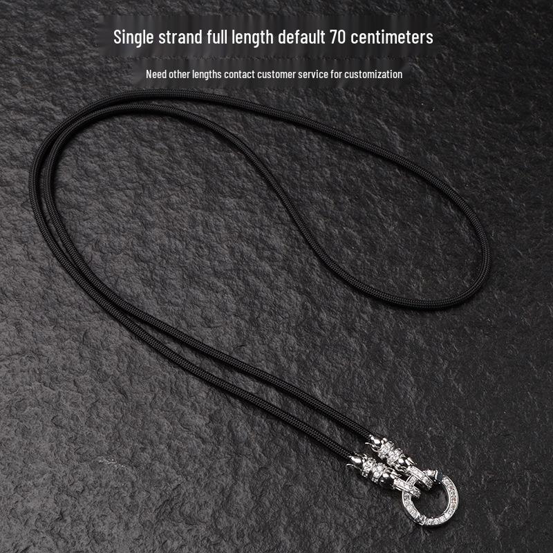 Tajlandzki amulet Klamra Lotosu Mikro-oprawa Łańcuszek z cyrkoniami: Złoto i Srebro, Regulowany Woskowany Skórzany Wielozawieszkowy.