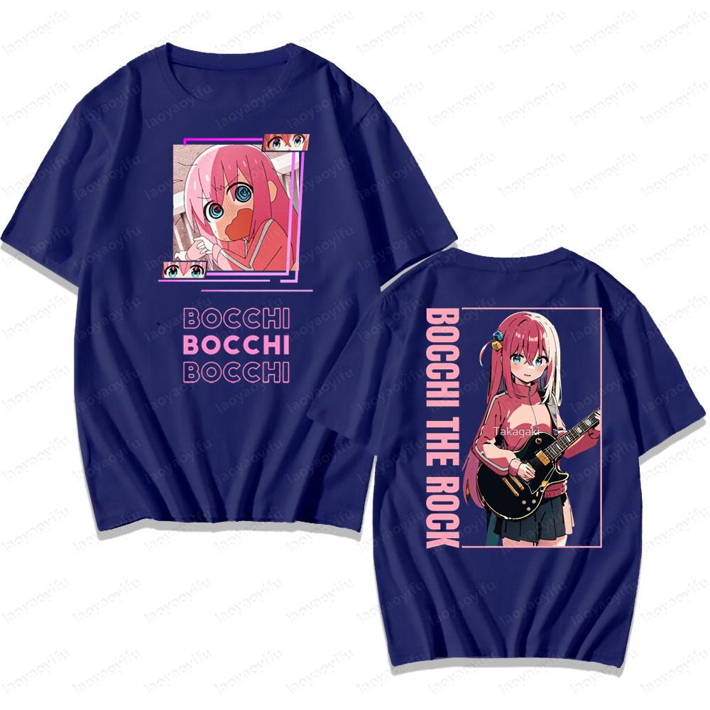 BOCCHI THE ROCK Cute Cartoon Girl Daily Life T Shirt Men Women Universal Crewneck Cotton Short Sleeve Rock and Roll Lover Tee