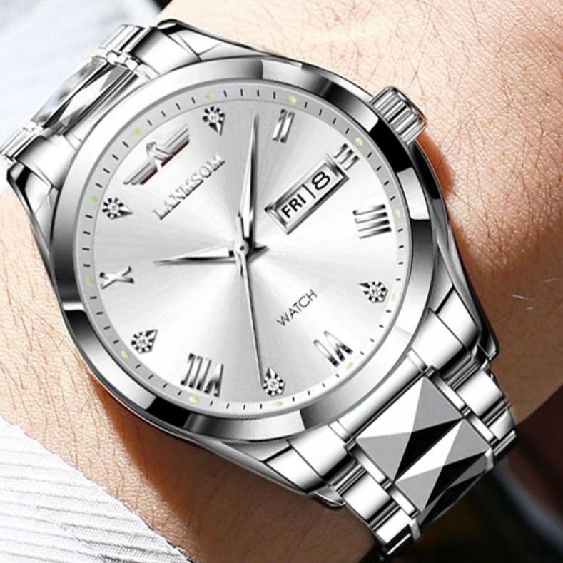 New TOP Brand Luxury Men's Watch With Box Waterproof Double Calendar Luminous Men's Quartz Watches