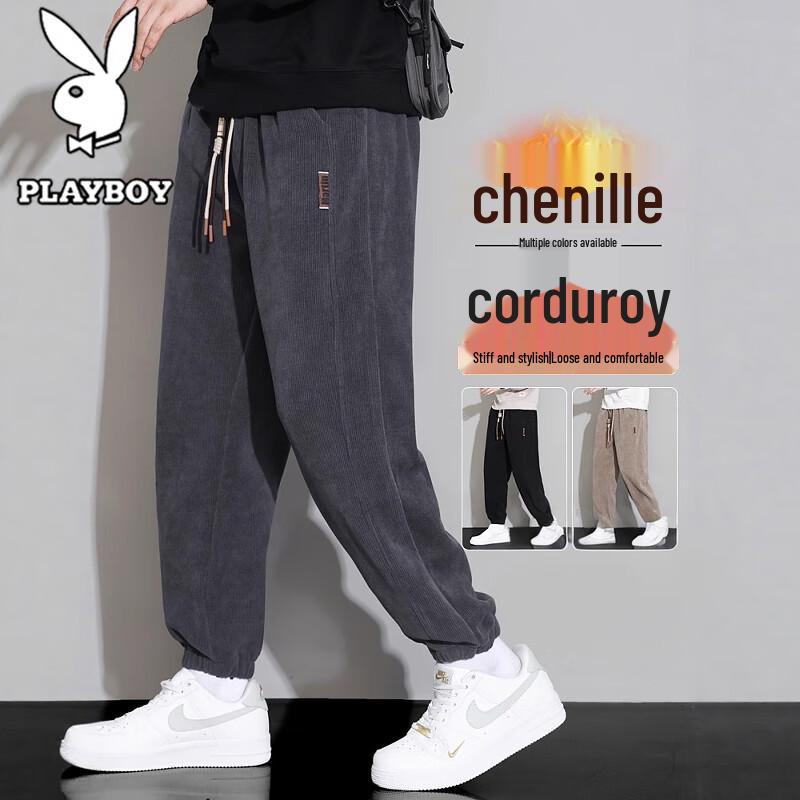 PLAYBOY Men s Corduroy Casual Jogger Pants 4XL
