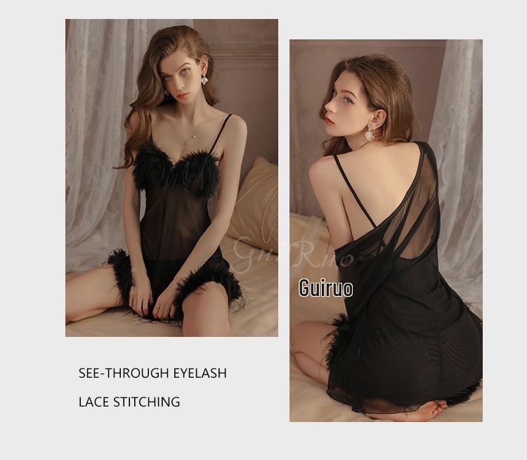 DZ Wunderschönes Übergrößen-Netz-Cami-Nachthemd- & Morgenmantel-Set 4434