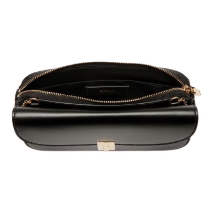Bally Ollam Flap Closure Leather Crossbody Bag Small Women Bags Black 6310854