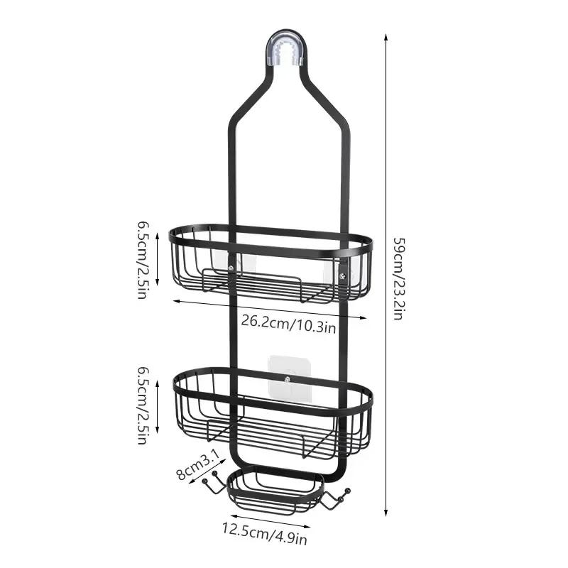 For Hanging Caddy Drilling Bathroom Storage Shower Rack Shower Without Hooks Shelves Over Organizer with Towel Bathroom