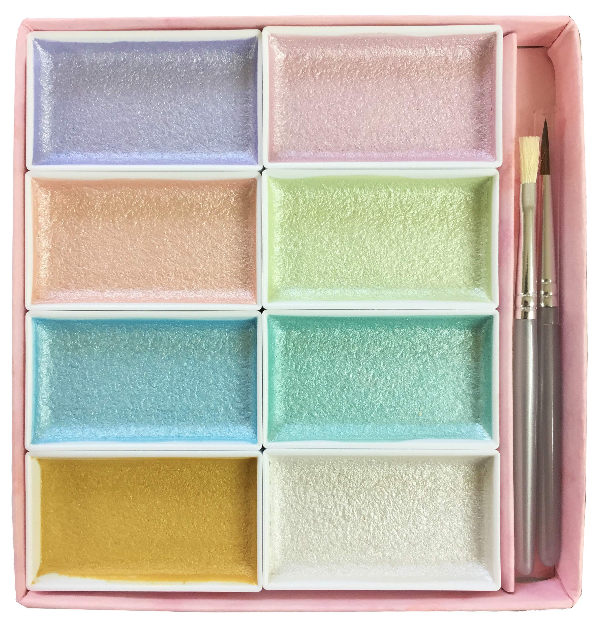 

Nihonga Sumi-e Watercolor Paint Pan Set, 8 Pearl c