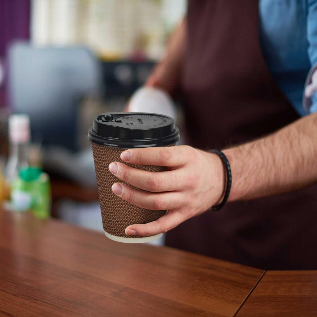 Disposable Coffee Paper Cup, Thickened And Heat-resistant, With Cup And Leak Proof Cover