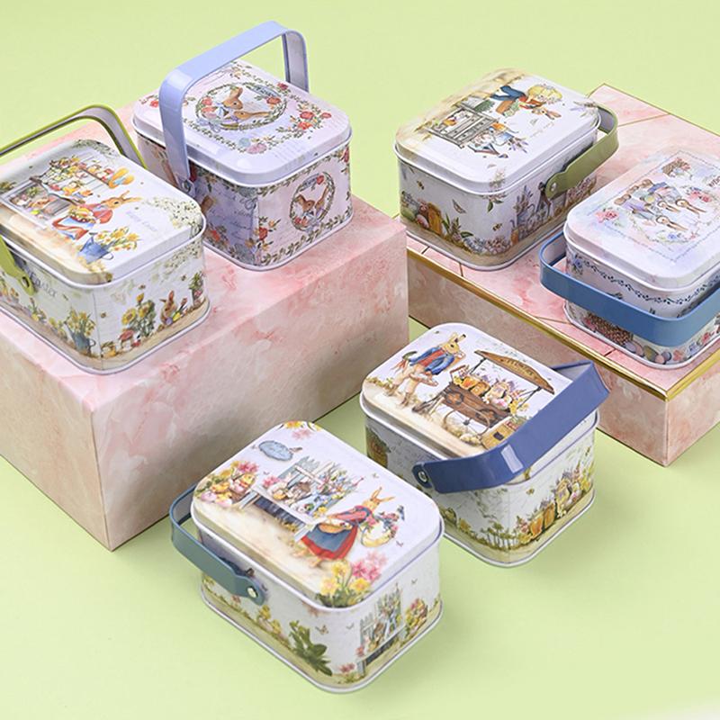 Vintage Small Suitcase Storage Tinplate Candy Box Gift Box Easter Decoration