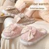Women's Winter Fleece-Lined Fluffy Bow Slippers - Cozy, Thick-Soled Home Footwear