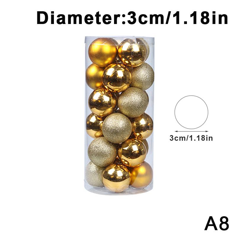 24Pcs/Box 3/4Cm Christmas Balls Set Christmas Tree Ornaments Christmas Hanging Pendants Christmas Tree Decor Year Gifts