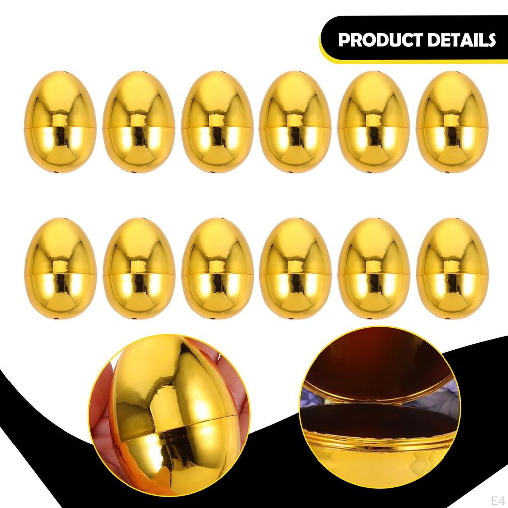 12 Pieces Fillable Easter Eggs Gold Ornaments Multifunctional for Decor Classroom Prize