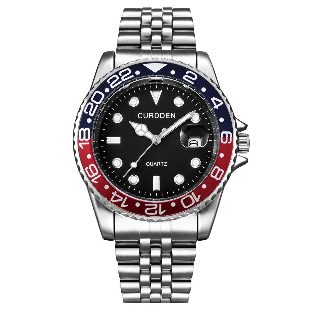 Men's Hip-Hop Style Steel Band Sea-Dweller Calendar Quartz Watch
