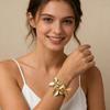 Mode Vintage Elegant Armreifen Goldfarbe Offener Armreif Blumenmanschettenarmband Hand Schmuck