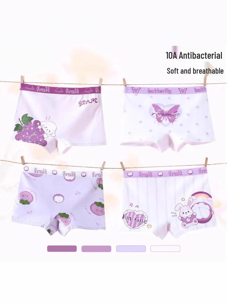 Girls' Pure Cotton Antibacterial Boxer Shorts - Comfortable Toddler & Little Girl Underwear