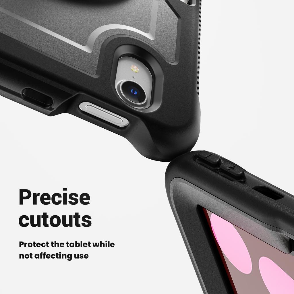 For iPad mini (2024)/(2021) Case Kickstand PC TPE Tablet Cover with Hand Strap