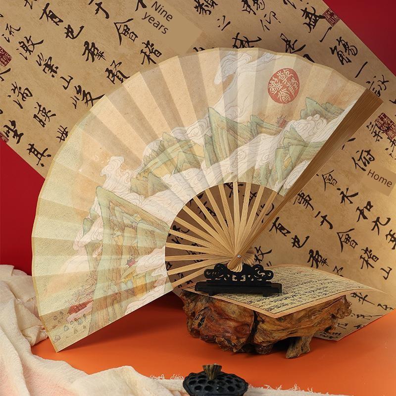 Ventilateur pour homme style chinois 10 pouces, Ventilateur pliant style ancien, Ventilateur pliant nouveau style chinois, Grand ventilateur, Ventilateur de danse, Ventilateur de performance