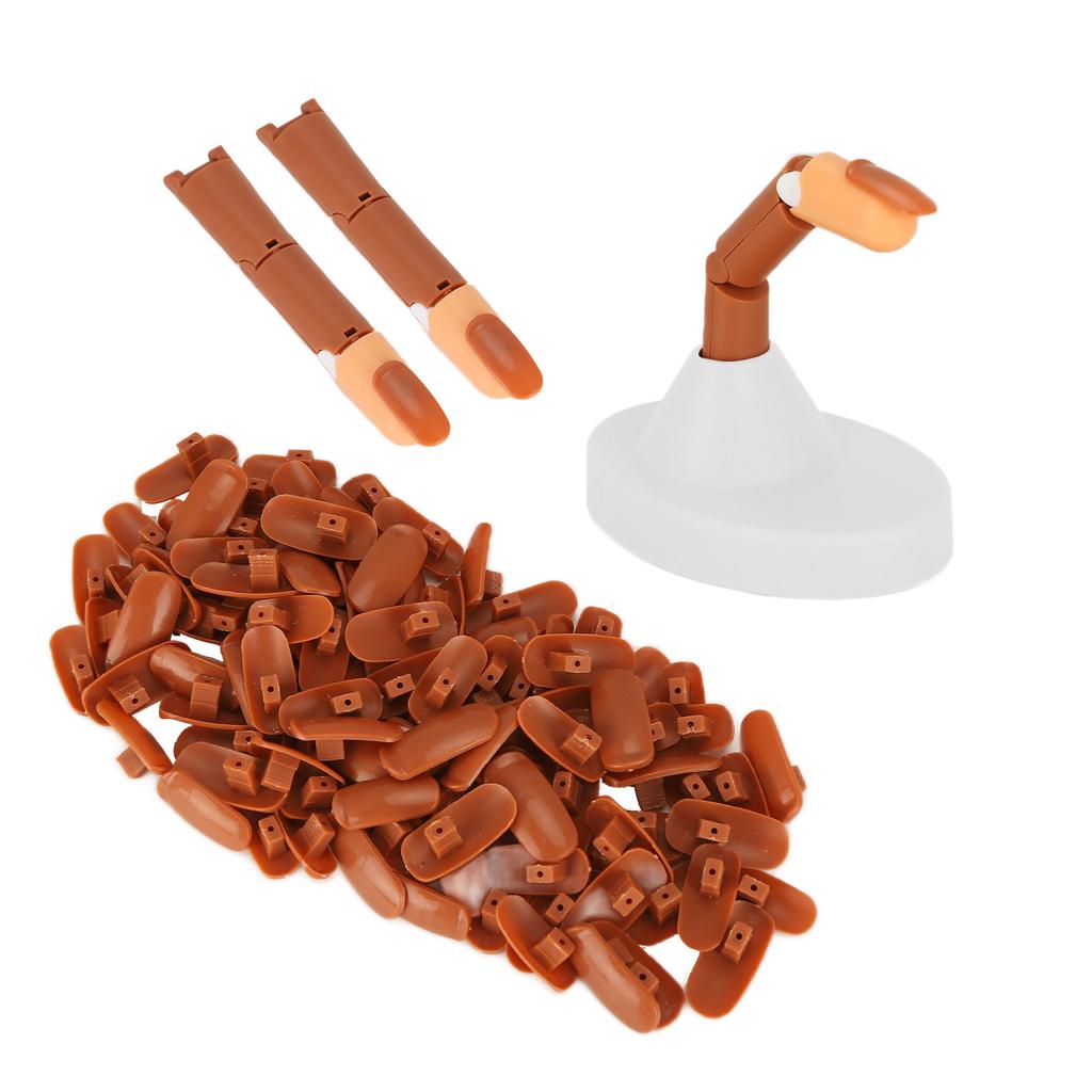 Nail Art Training Practice Finger Bendable Joints False Nail Tips Finger Mannequin with Base