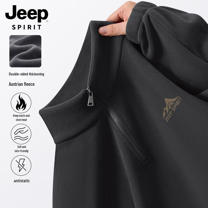 JEEP SPIRIT Men s Winter Thickened Fleece Stand Collar Sweatshirt 2XL