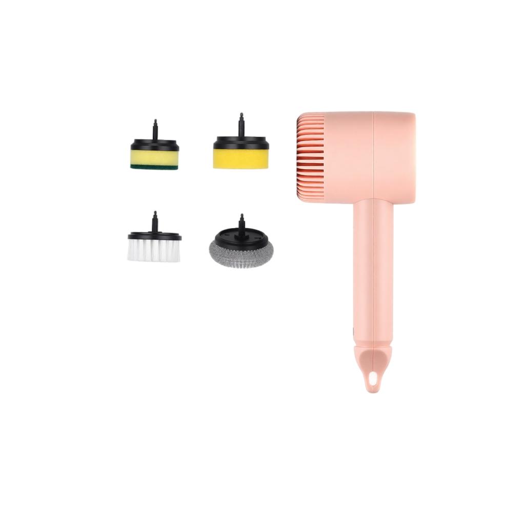Multifunctional Electric Cleaning Brush with Four Replaceable Brush Heads for Household Surfaces and Appliances