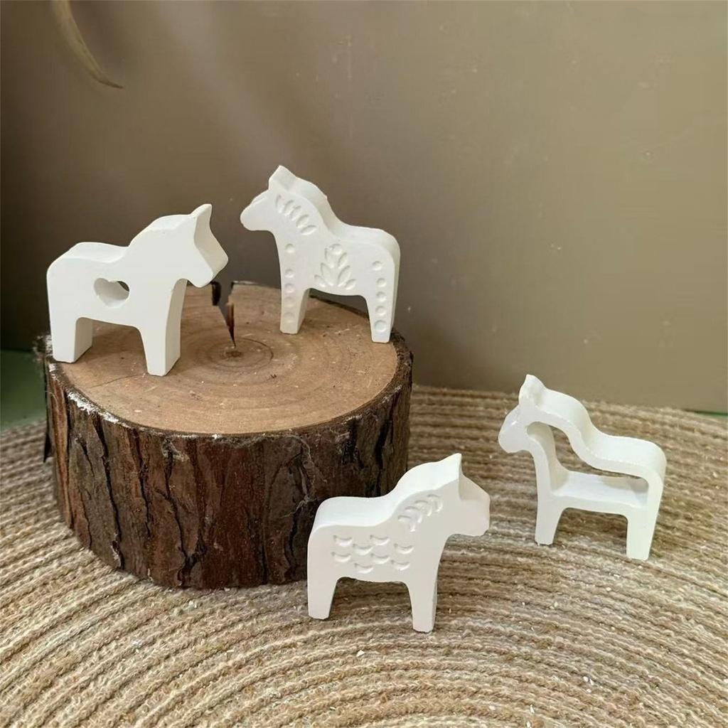 Four Pose Dalahorse Silicone Mould For Home Plasters Figurines And Creative Decoration Projects