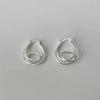 1Pair Sterling Silver Knot Hoop Earrings - Unique Twisted Line Design, Hypoallergenic Korean-Japanese Style, Fashion Jewelry Gifts for Daily Wear