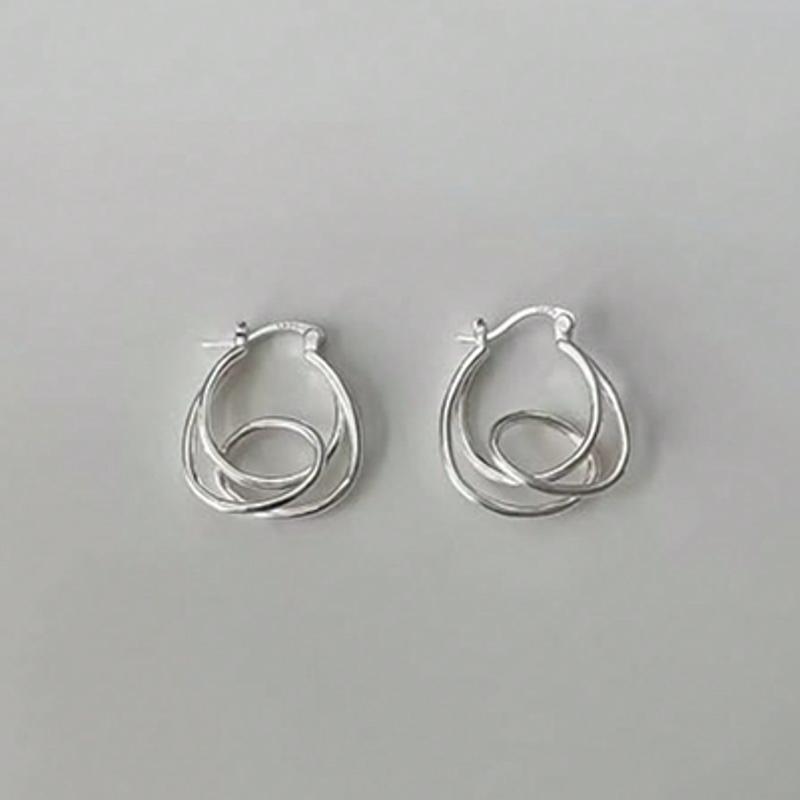 1Pair Sterling Silver Knot Hoop Earrings - Unique Twisted Line Design, Hypoallergenic Korean-Japanese Style, Fashion Jewelry Gifts for Daily Wear