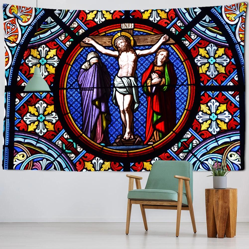 Vienna Christian Church Tapestry Home Boho Decor Witchcraft Wall Art Mural Drop Wall Cloth Christ Lord Angel Wall Tapestry