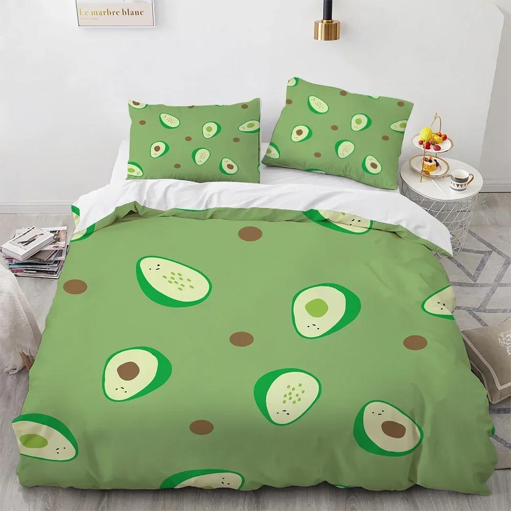 Cartoon Avocado Fruit Funny Comfortable Duvet Quilt Cover Pillowcase Bedding Set Children Bedroom Decoration Home Textile