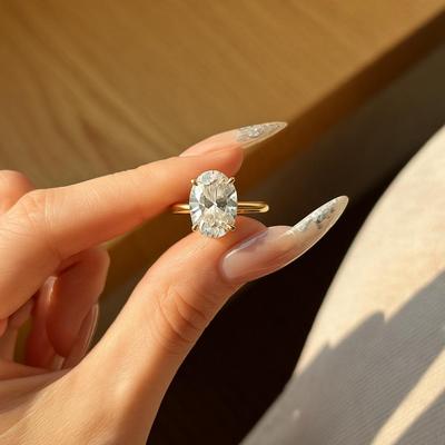 2026 Inel de Nuntă Oval cu Diamant, Personalizat, la Modă, Clasică cu Patru Gheruțe, pentru Femei