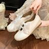 Fashion Flat Ballet Lace Single Shoes Women's Autumn New Outside Wear Square Toe Shallow Mouth Butterfly with Skirt Mary Jane Shoes