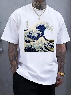 Kanagawa Wave Graphic T-shirt - Black Casual Summer Tee with Iconic Great Wave Off Kanagawa Print