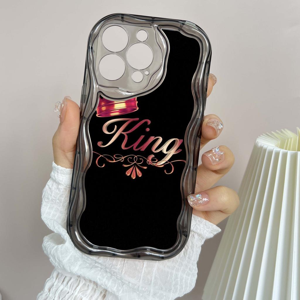 LZ29 Queen King Crown Couple Clear Soft Wave Phone Cases for iPhone 15 13 Pro Max 12 Mini 14 8 Plus XS Max XR 6 Protection Back Cover